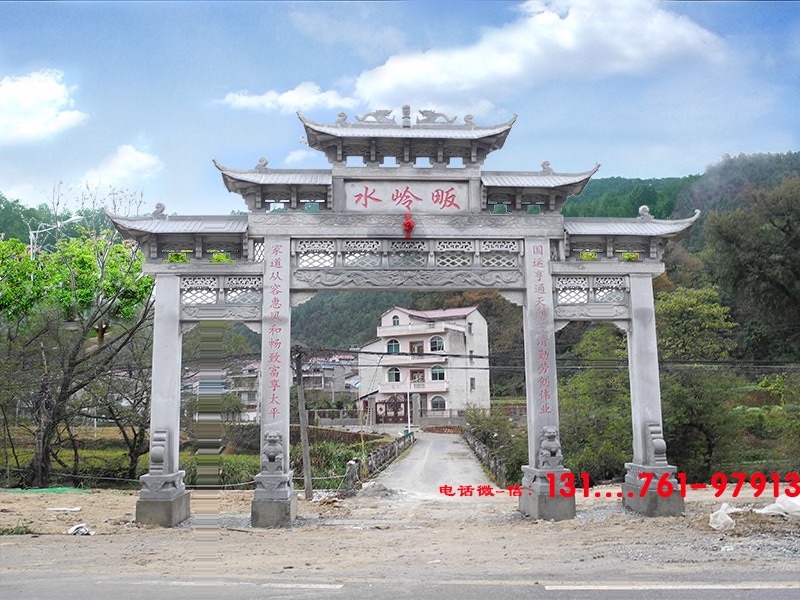 進村門樓牌坊制作加工工藝高超，是村口園林景觀關(guān)鍵構(gòu)成